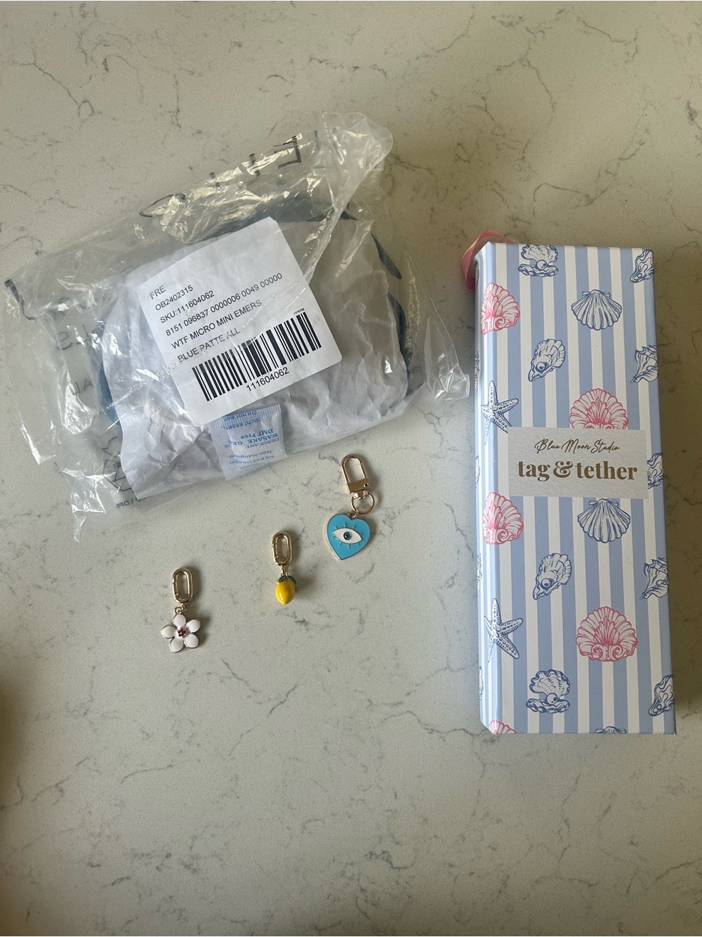 New FREE PEOPLE We The Free Micro Emerson Bag Charm Bundle / Santorini Blue - Picture 5 of 8